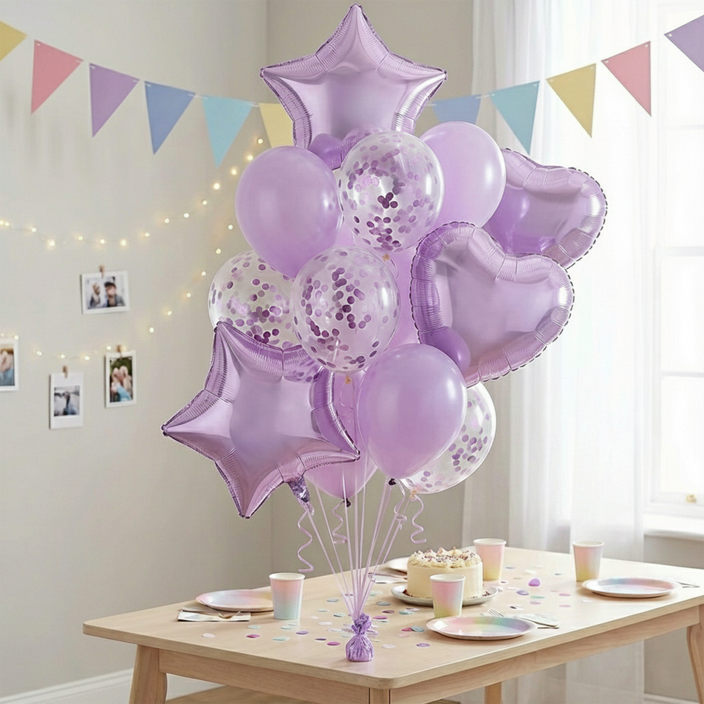 Party Sequin Balloon Star Heart Balloon Decoration Set (Light Purple) - – S019 party X party