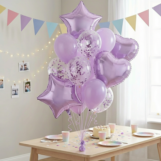 Party Sequin Balloon Star Heart Balloon Decoration Set (Light Purple) - – S019 party X party