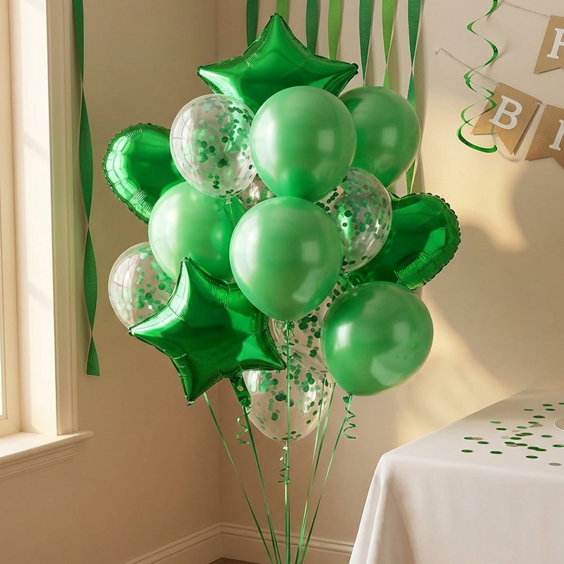 Party Green Sequin Balloon Decoration Set - Star Heart (S021) party X party