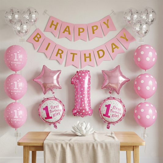 Baby Girl 1st Birthday Balloon Decoration Set S029 party X party