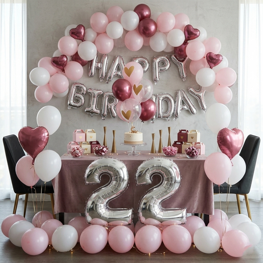 Balloon Couple Proposal Decoration in Macaron Pink and Matte White - S059 party X party