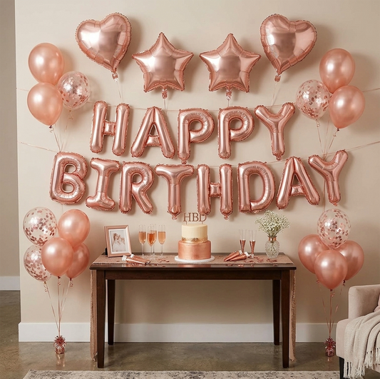 Heart Balloon Decoration Set - Elegant Rose Gold Birthday Party Decor and Celebration Essentials - S078 party X party