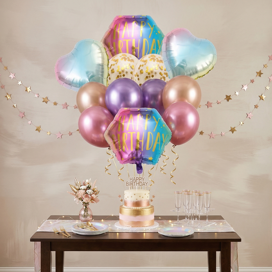 Metallic Birthday Balloon Set | Simple Party Decoration – S107 party X party