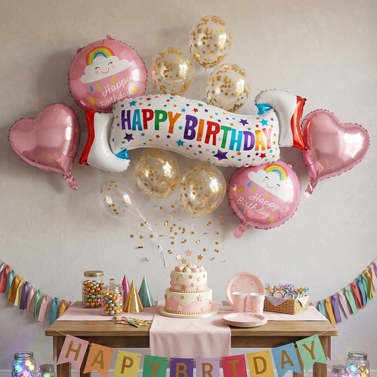Pink Birthday Banner Balloon Set Party Decoration – S111 party X party