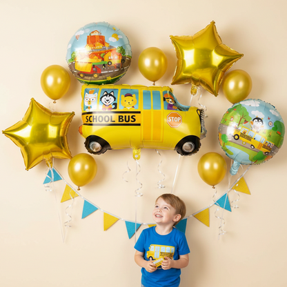 Party Balloons - Cartoon School Bus Balloons Decoration Combination - S122