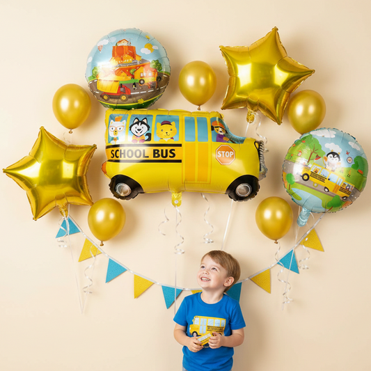 Party Balloons - Cartoon School Bus Balloons Decoration Combination - S122