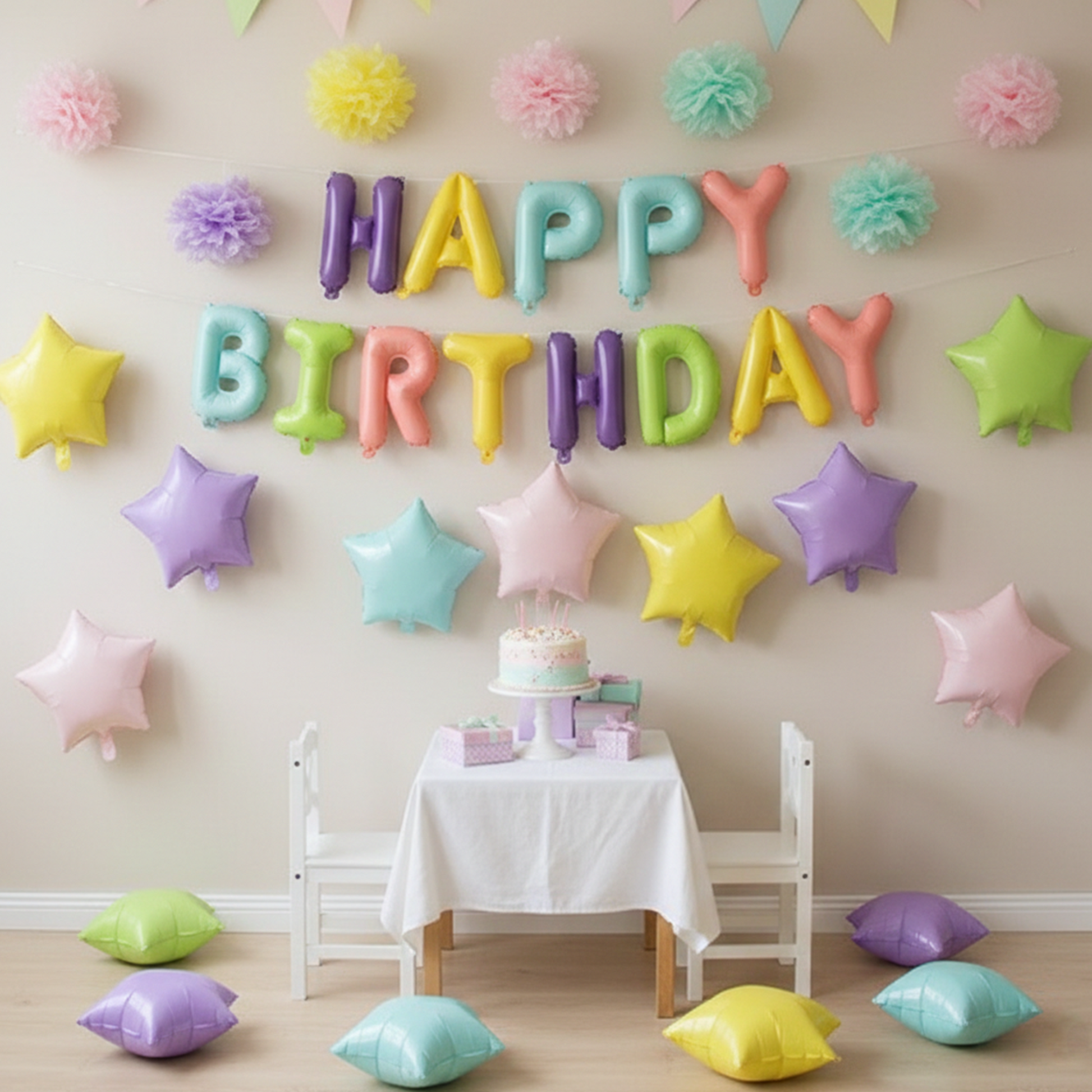 Macaron Star Balloon Set | Colorful Birthday Party Celebration Decorations – S146 party X party