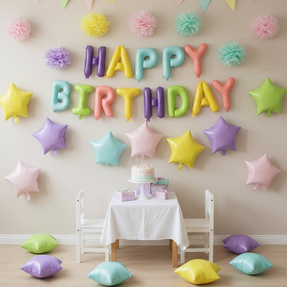Macaron Star Balloon Set | Colorful Birthday Party Celebration Decorations – S146 party X party