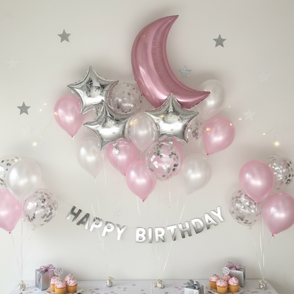 Moon Star Balloon Set Pink Party Balloon Set – S150 party X party