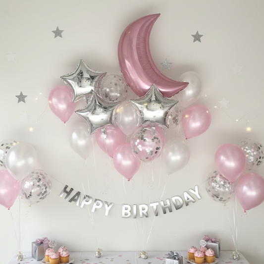 Moon Star Balloon Set Pink Party Balloon Set – S150 party X party