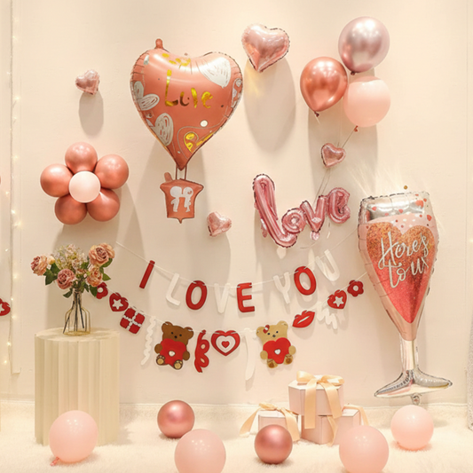 Heart-Shaped Hot Air Balloon Set for Valentine's Day Proposal and Confession Decorations – S158 party X party