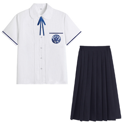 Nanchuan Middle School JK Uniform - Lin Beixing Style Short-Sleeve Shirt & Pleated Skirt Set | Academy Class Uniform C008 party X party