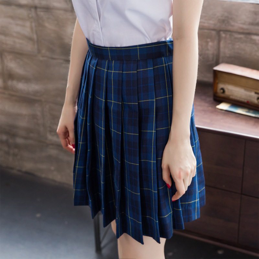 Japanese Sailor Student Set: Korean Style Short-Sleeve White Shirt & British Academy Class Uniform for Women (C011) party X party