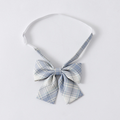 Japanese School Uniform Plaid Skirt | High-Waist Pleated Mini Skirt with Bow Tie & Necktie | Original JK Style C002 party X party