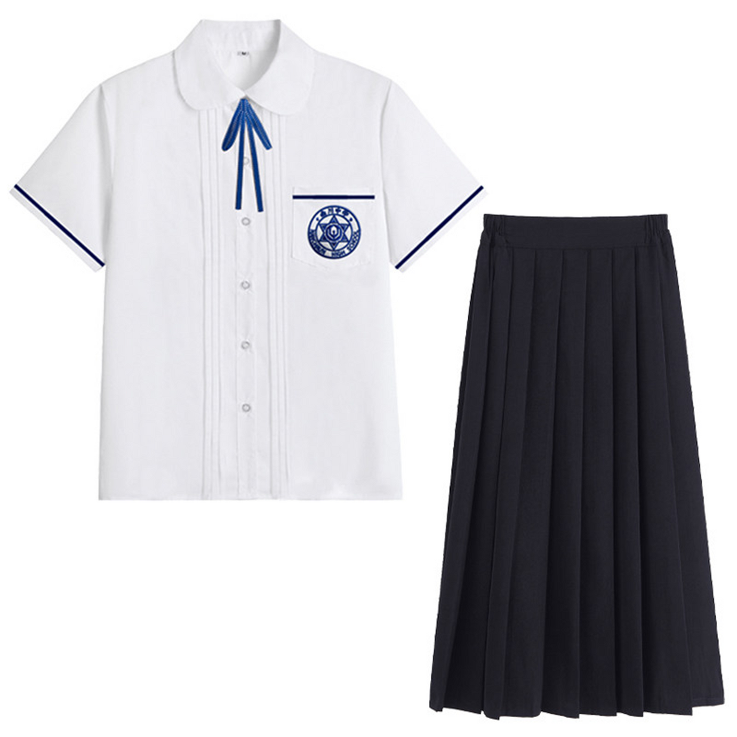 Nanchuan Middle School JK Uniform - Lin Beixing Style Short-Sleeve Shirt & Pleated Skirt Set | Academy Class Uniform C008 party X party