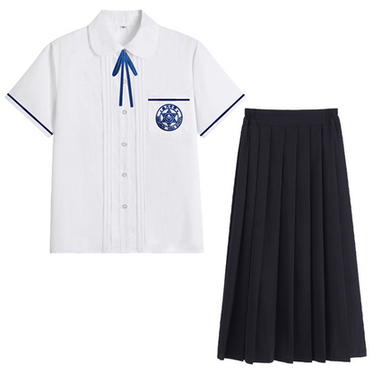 Nanchuan Middle School JK Uniform - Lin Beixing Style Short-Sleeve Shirt & Pleated Skirt Set | Academy Class Uniform C008 party X party
