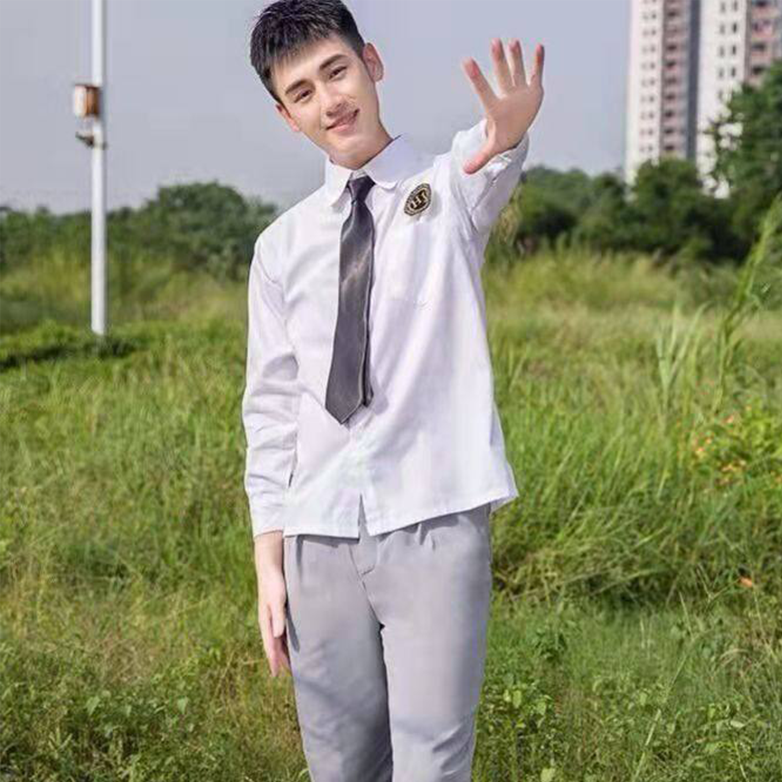 Classic JK White Shirt Set: Women’s Modest Long Academy Skirt & Men’s Gray Trousers - High School Class Uniform C009 party X party