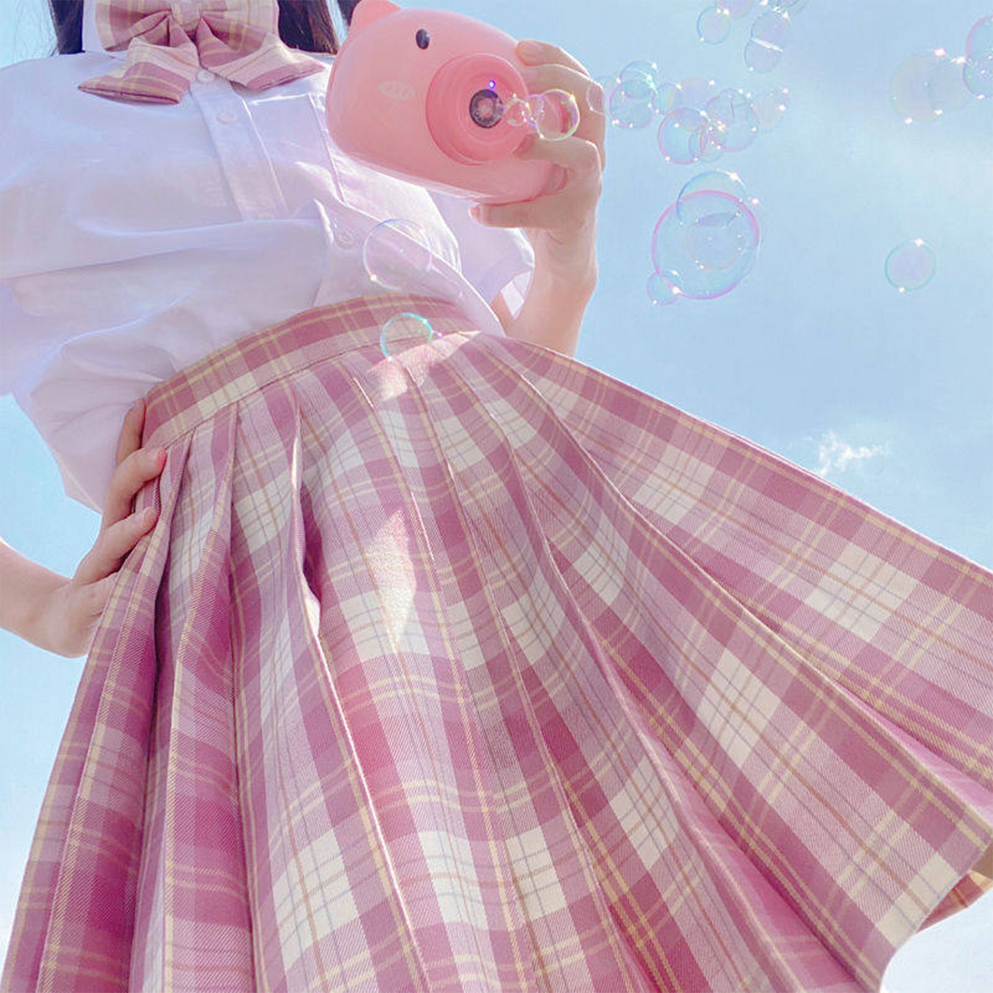 Japanese Academy JK Uniform | Short-Sleeve Shirt & Plaid Pleated Skirt | Esports Girl & Student School Uniform Full Set C051 party X party