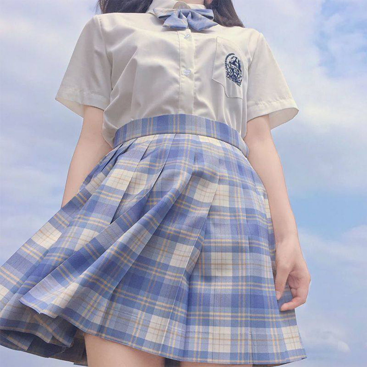 Japanese Academy JK Uniform | Short-Sleeve Shirt & Plaid Pleated Skirt | Esports Girl & Student School Uniform Full Set C051 party X party