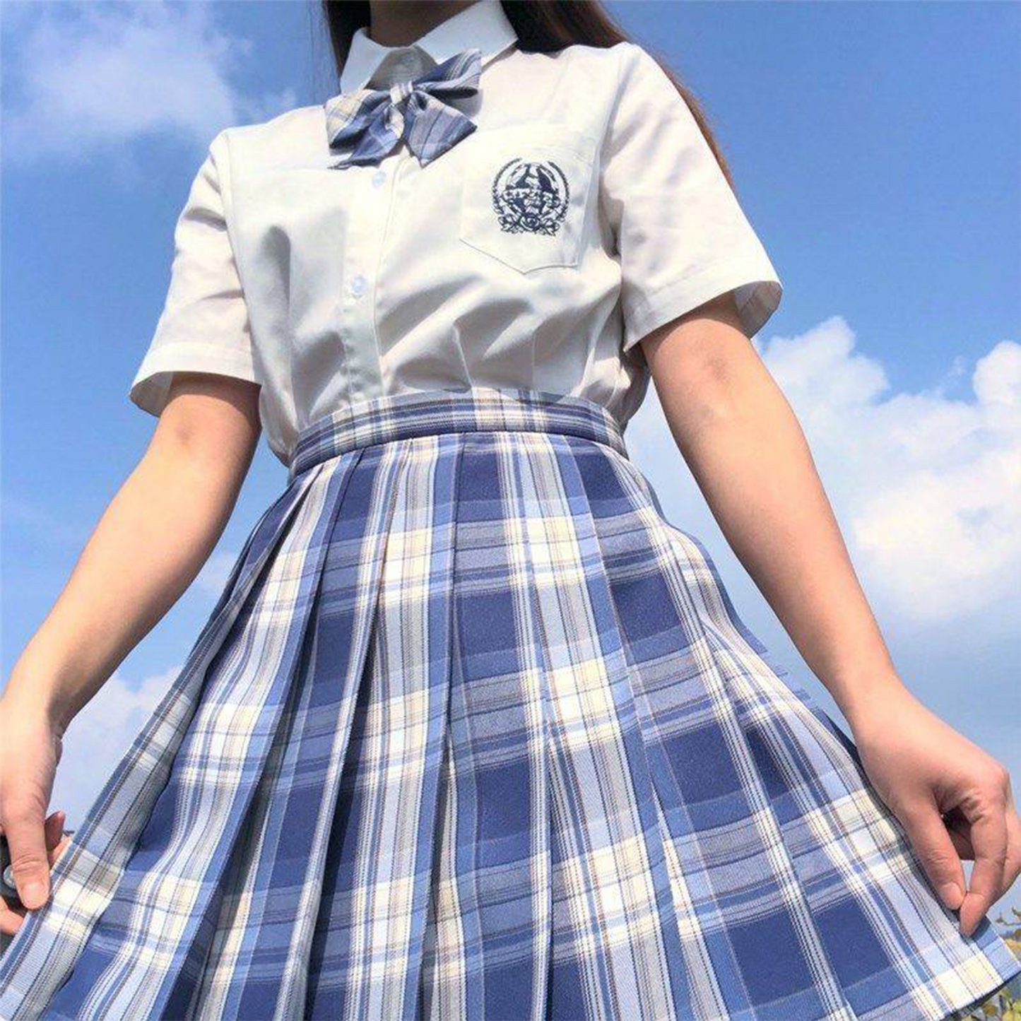Japanese Academy JK Uniform | Short-Sleeve Shirt & Plaid Pleated Skirt | Esports Girl & Student School Uniform Full Set C051 party X party