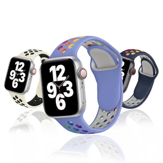 Two‑Color Silicone Sport Strap for Apple Watch (6/7/8/9/SE/Ultra 2) – SW‑06 | Breathable & Sweat‑Resistant party X party