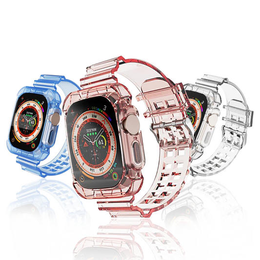 Applicable to iWatch10 glacier one-piece strap tpu transparent watch strap case one-piece apple strap – SW-10 party X party