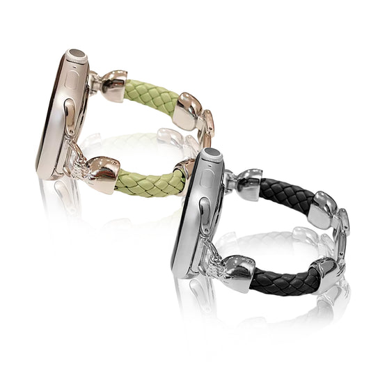 Apple Watch Braided Leather Strap with Chanel-Style Chain SW-28 party X party
