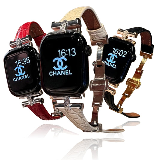 Apple Watch Crocodile Pattern Leather Strap – Diamond Arc de Triomphe Design SW-29 party X party