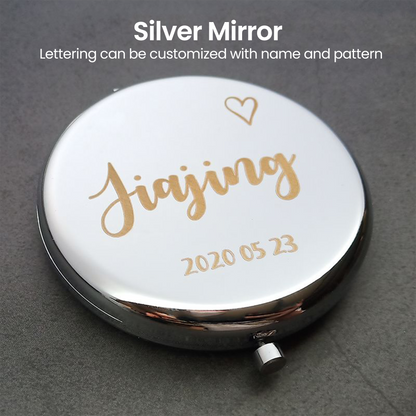 Custom Text Logo Portable Mirror – Bridesmaid Gift, Bride Souvenir, Company Gift, Graduation Gift, Makeup Mirror