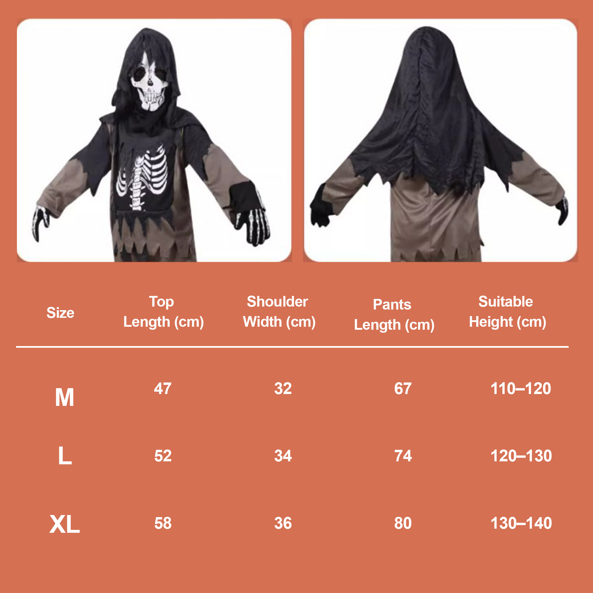 Kids' Skeleton or Grim Reaper Cosplay/Costume/Outfit for Scary Ambiance/Props. party X party
