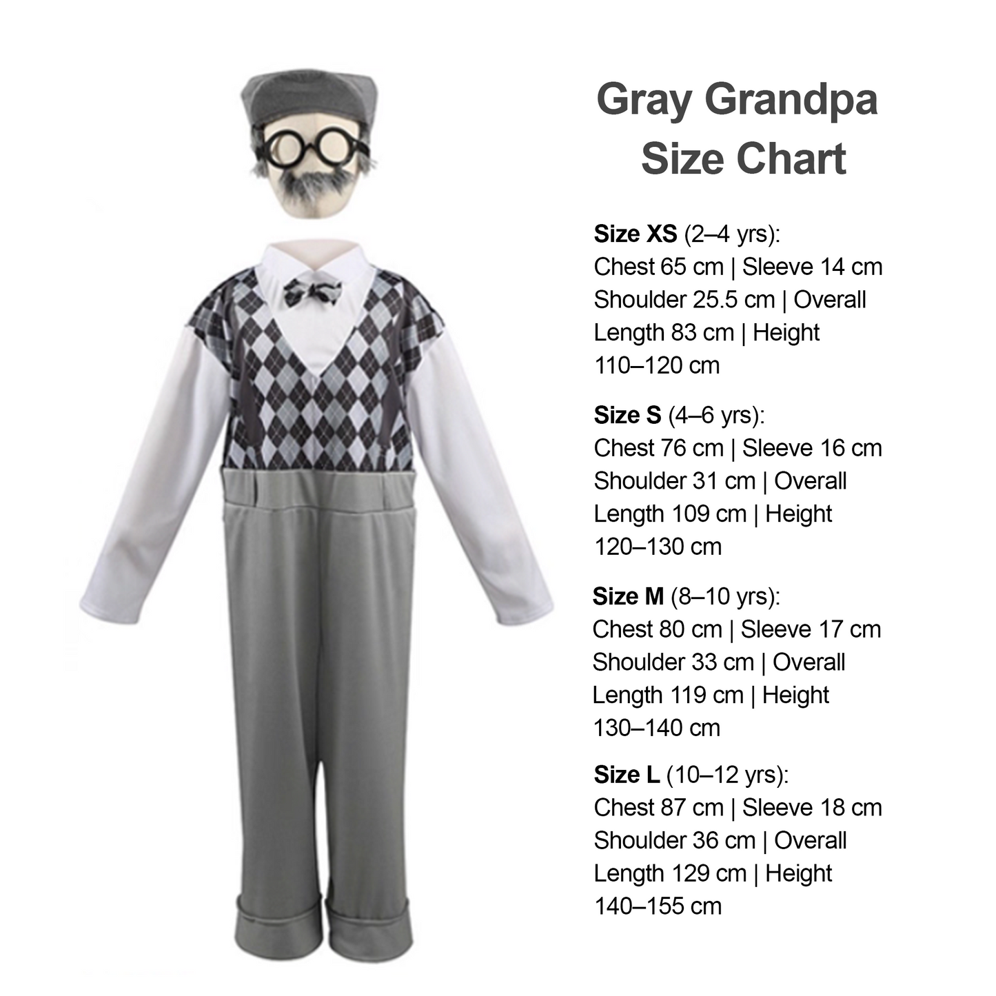 Halloween Kids Costume Grandpa Grandma Elderly Outfit Performance party X party