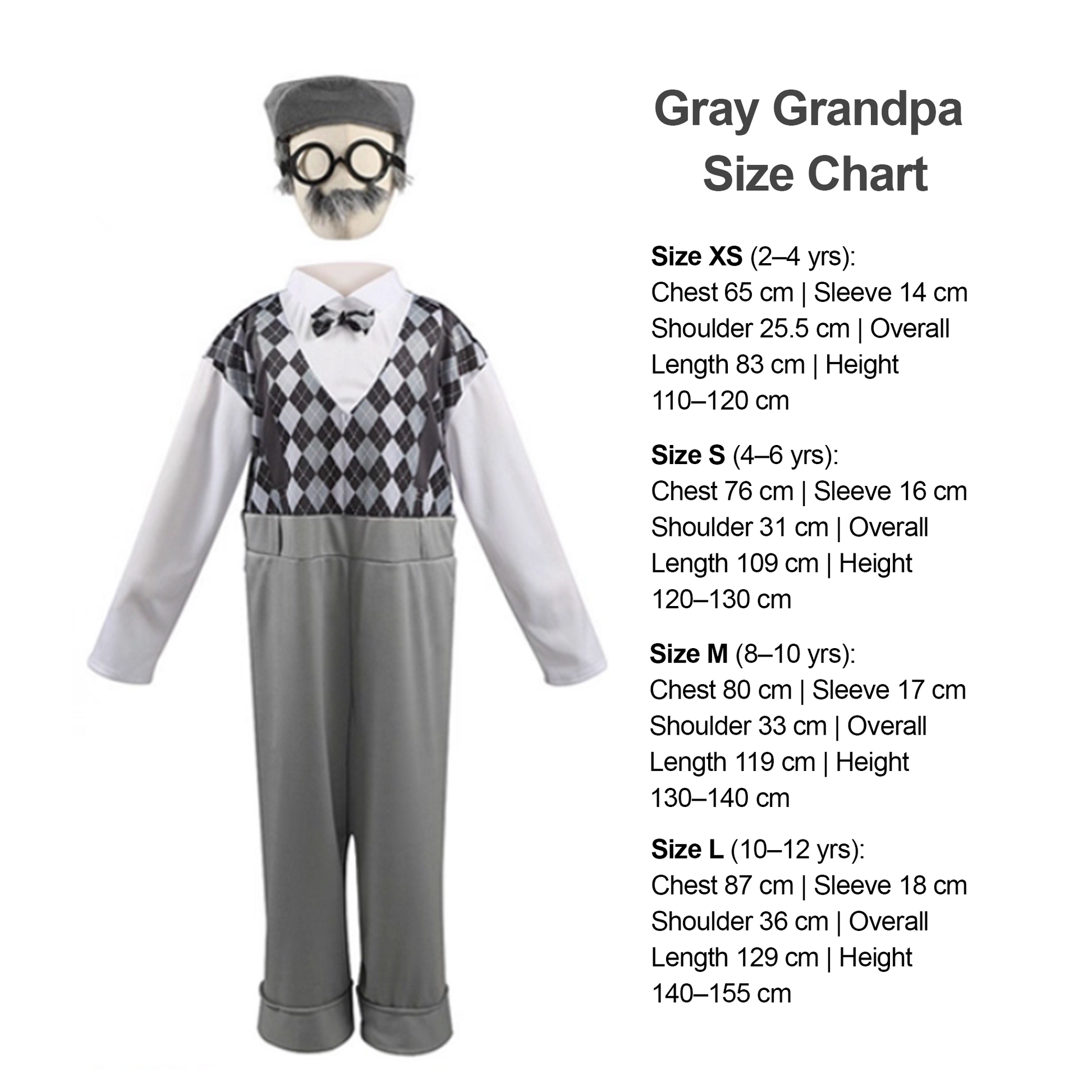 Halloween Kids Costume Grandpa Grandma Elderly Outfit Performance party X party