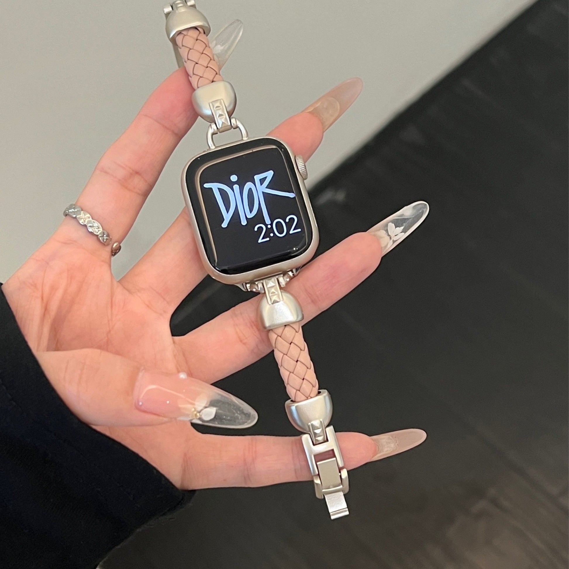Apple Watch Braided Leather Strap with Chanel-Style Chain SW-28 party X party