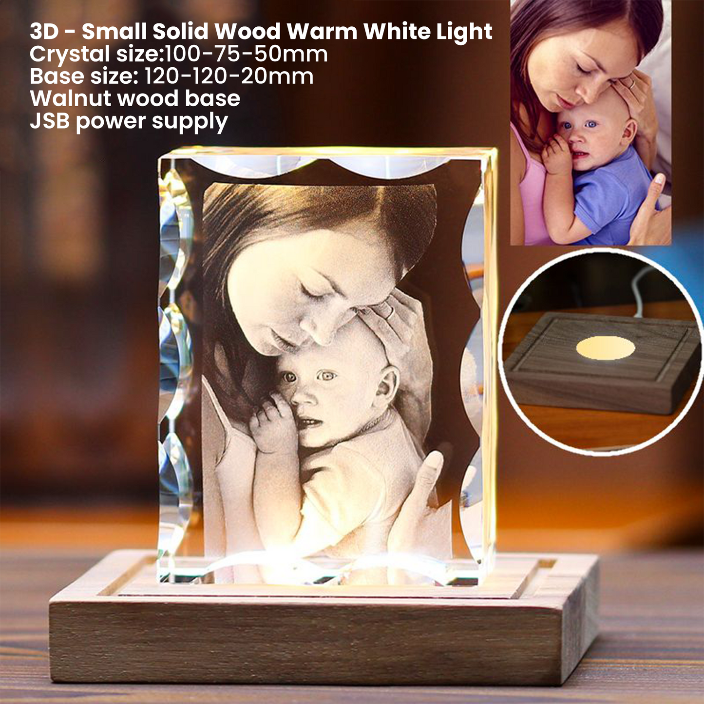 Creative Crystal Anniversary Customization — 10th or 50th Golden Anniversary creative crystal photo customization, perfect for elders, parents, or wife.