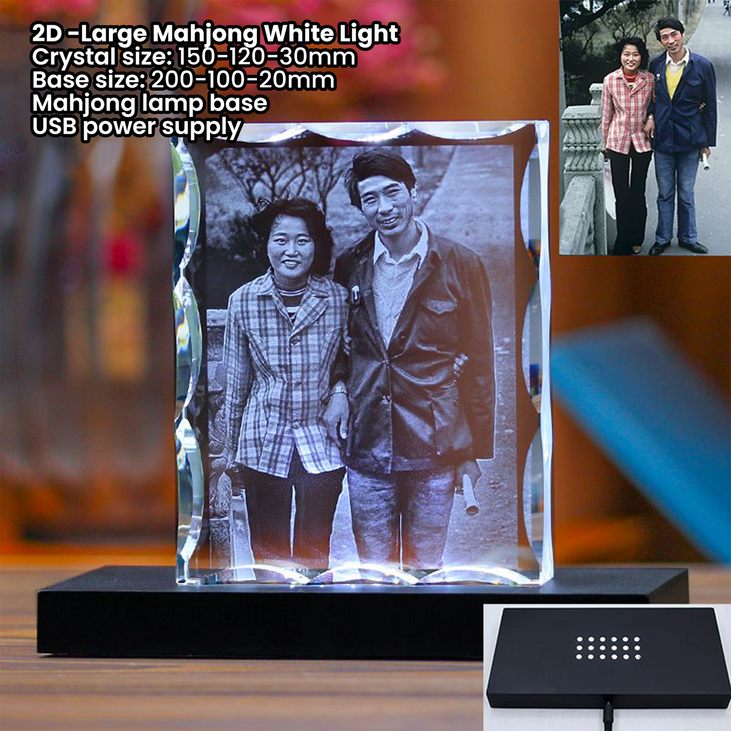 Creative Crystal Anniversary Customization — 10th or 50th Golden Anniversary creative crystal photo customization, perfect for elders, parents, or wife.