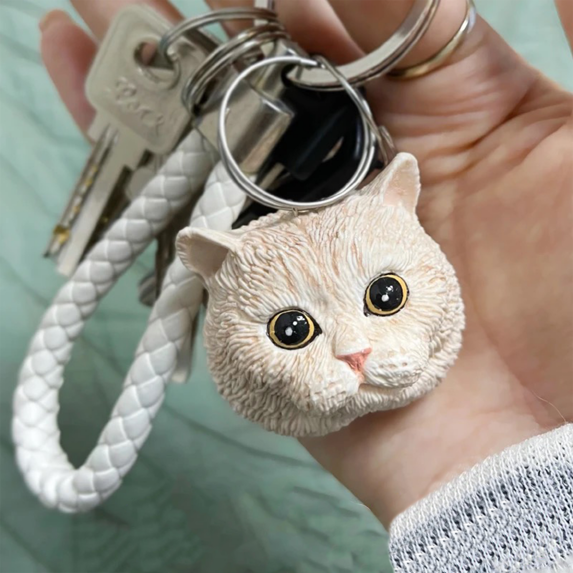 Custom Pet Portrait Keychain, Genuine Leather Customization, Birthday Gift Souvenir party X party