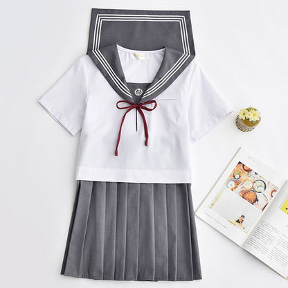 Japanese JK Uniform Set | 3-Line Embroidered Kansai Collar Sailor Suit | Women's Academy School Style Soft-Girl Outfit C037 party X party