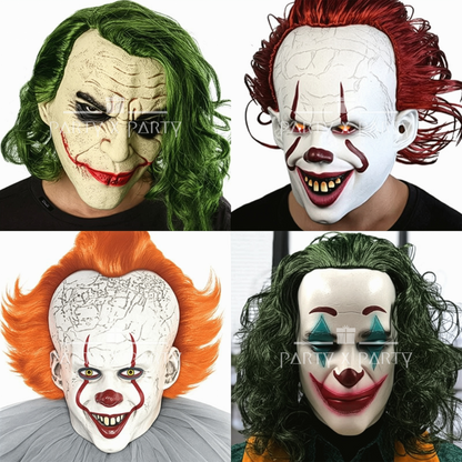 Scary Clown Horror Masks for Halloween | Latex Cosplay Inspired by "It" and Joker Versions