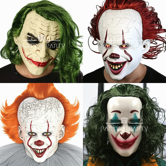 Scary Clown Horror Masks for Halloween | Latex Cosplay Inspired by "It" and Joker Versions