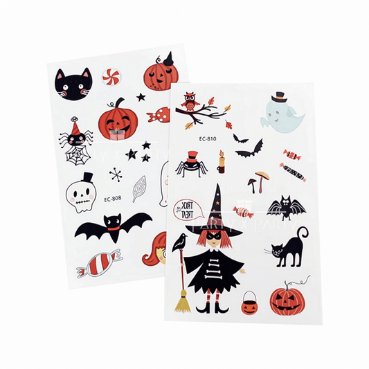 Halloween Temporary Tattoo Stickers for Kids – Waterproof & Skin-Safe | 10+ Cute & Spooky Designs - party X party