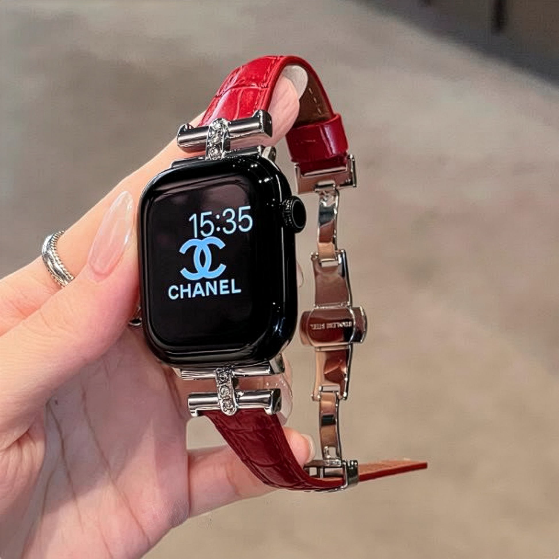 Apple Watch Crocodile Pattern Leather Strap – Diamond Arc de Triomphe Design SW-29 party X party