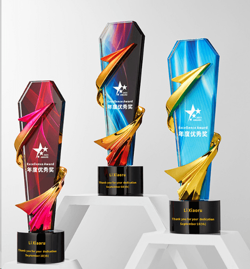 Crystal Trophy Creative Lecture Customizable Color Metal Three Colors Available – TR-595