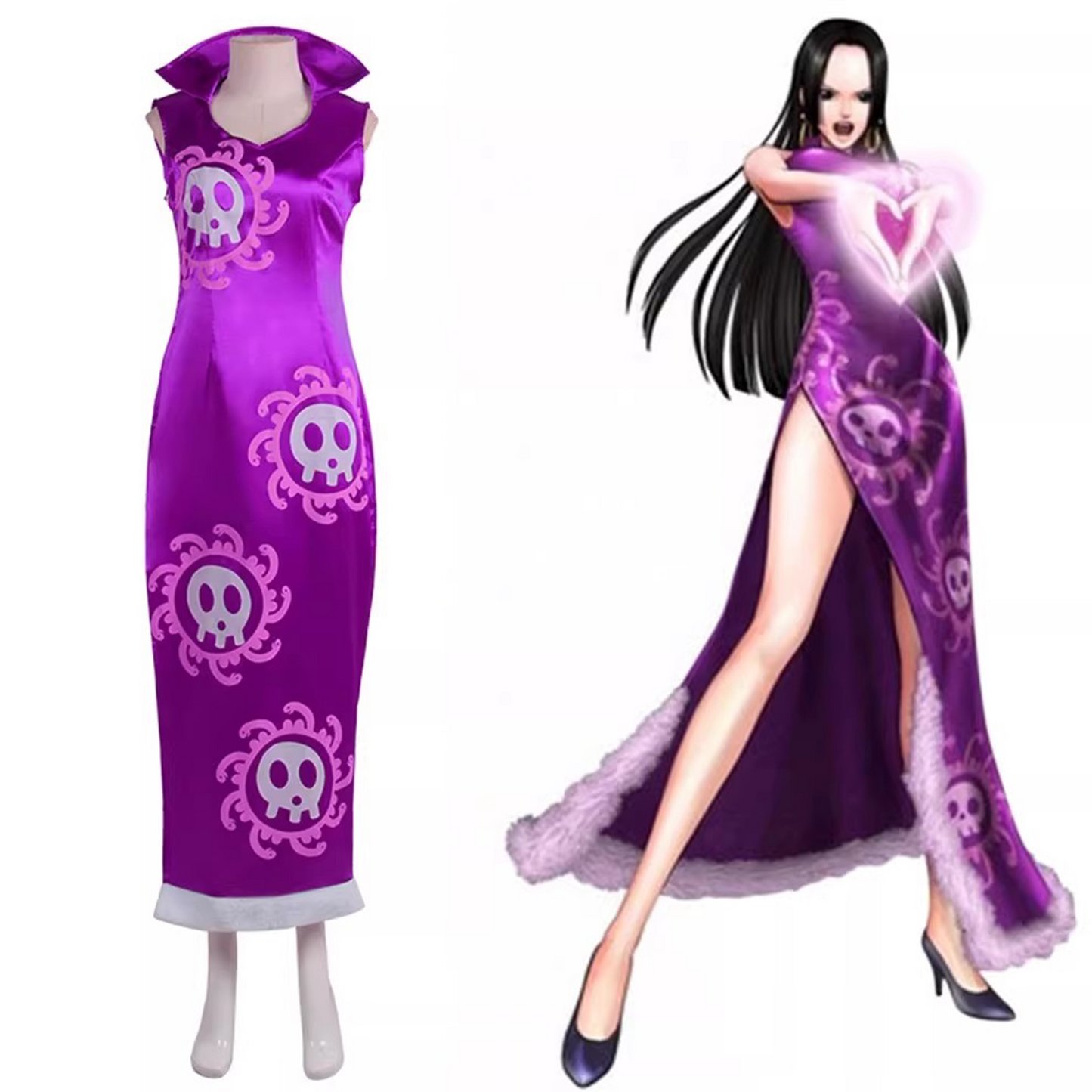 One Piece – Boa Hancock Cosplay Costume Anime Expo Performance Outfit Purple Cheongsam 0007 party X party