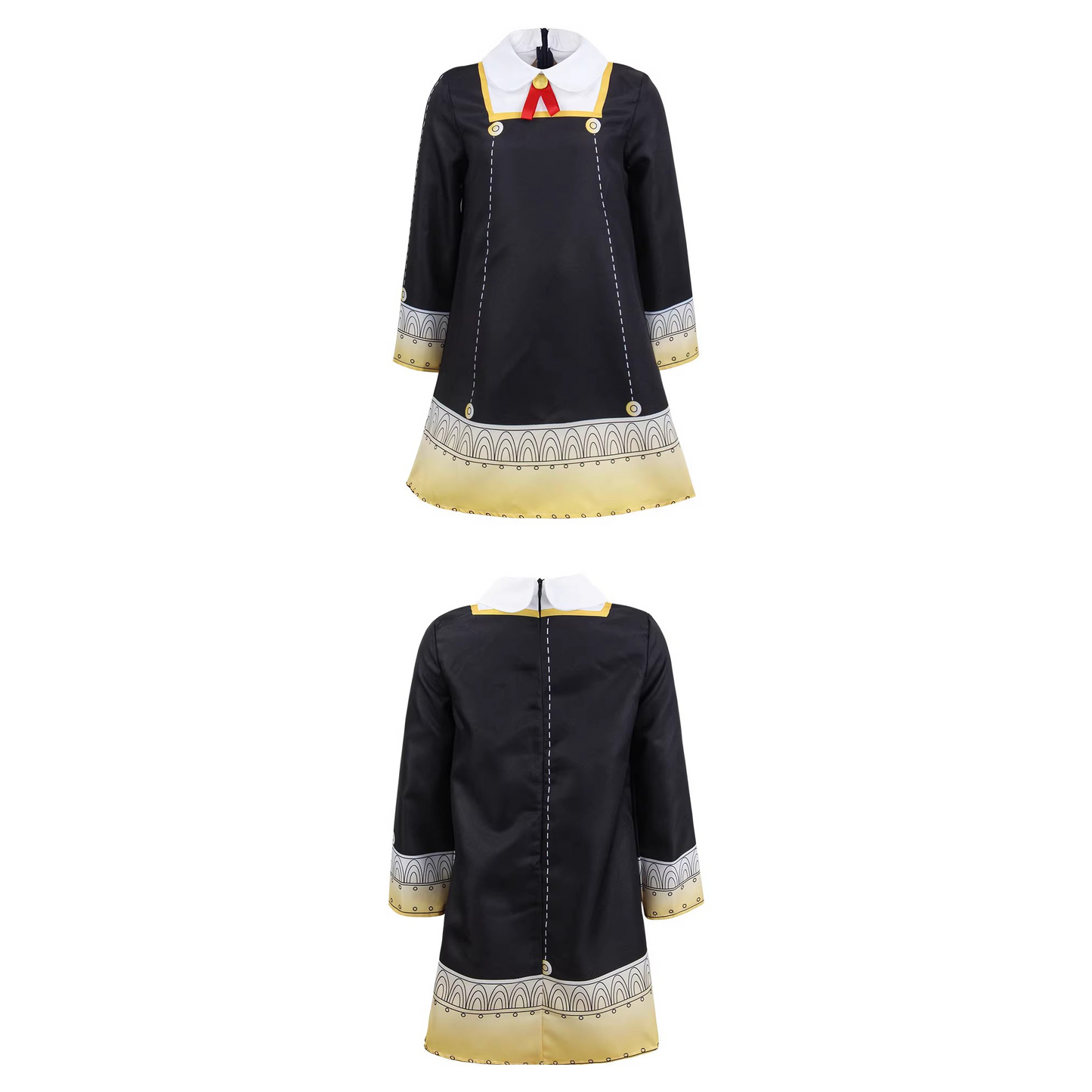Spy x Family Anya Cosplay Dress – Black & Yellow Outfit with Hair Accessory & Socks SF001 party X party