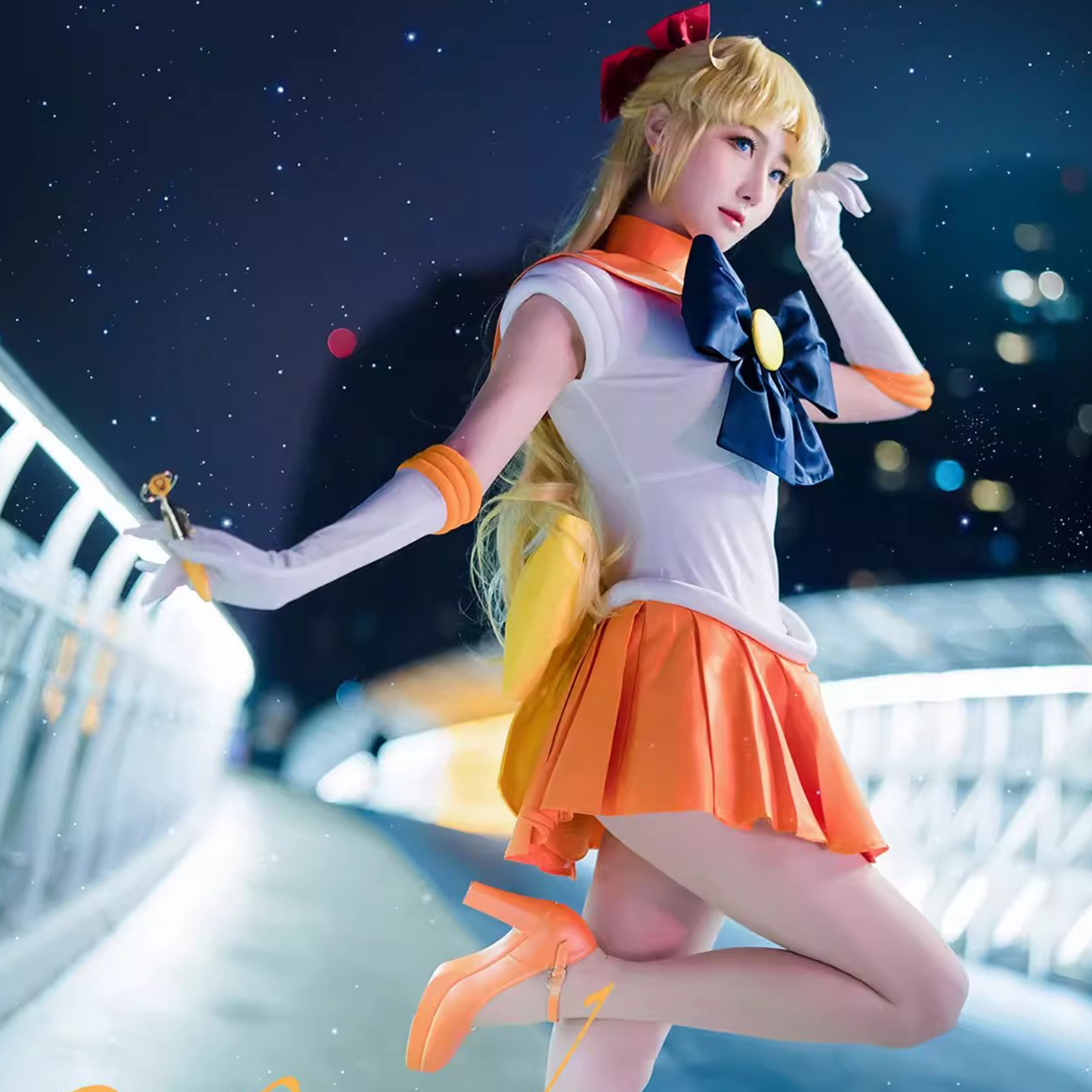 Sailor Moon Minako Aino Cosplay Costume Full Set – Venus Orange Dress SM006 party X party