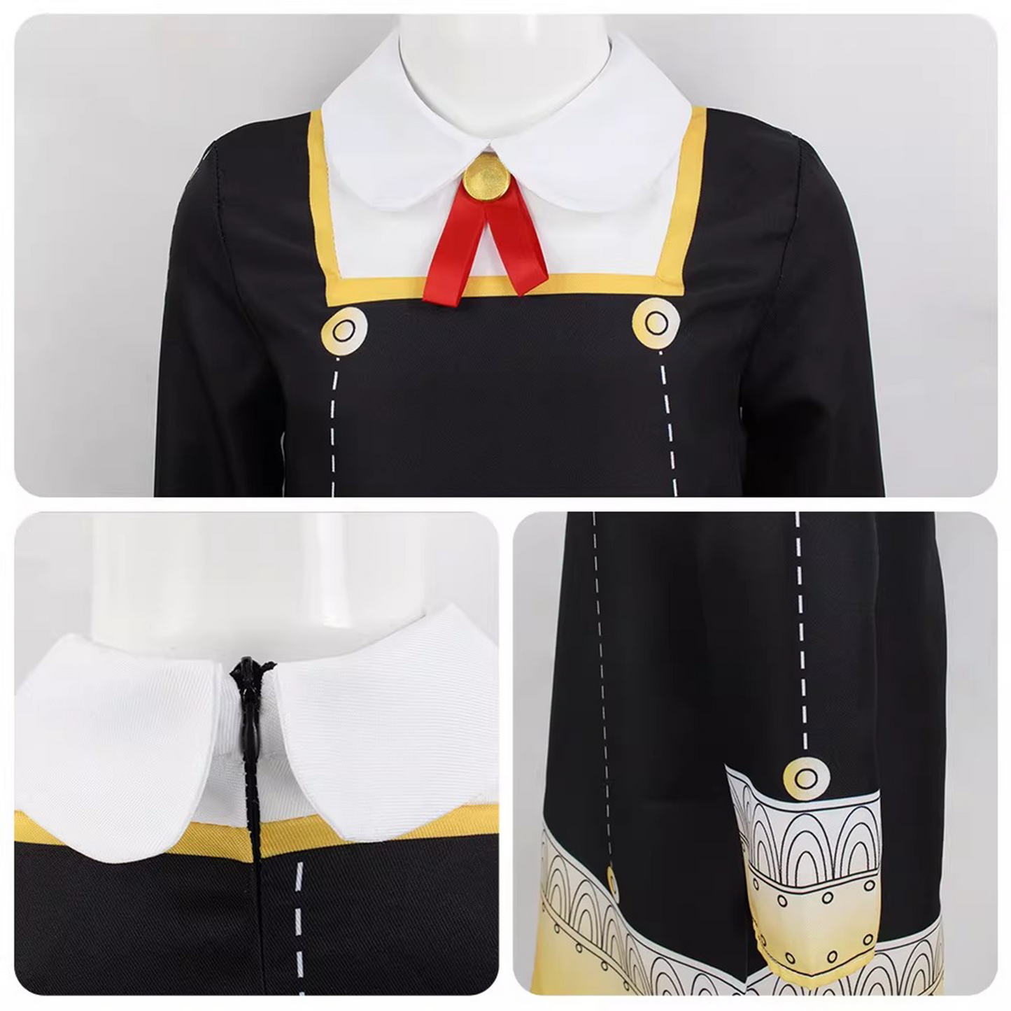 Spy x Family Anya Cosplay Dress – Black & Yellow Outfit with Hair Accessory & Socks SF001 party X party