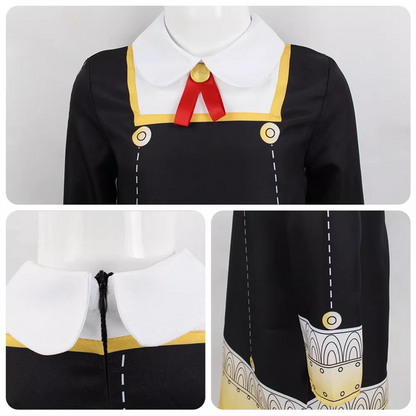 Spy x Family Anya Cosplay Dress – Black & Yellow Outfit with Hair Accessory & Socks SF001 party X party