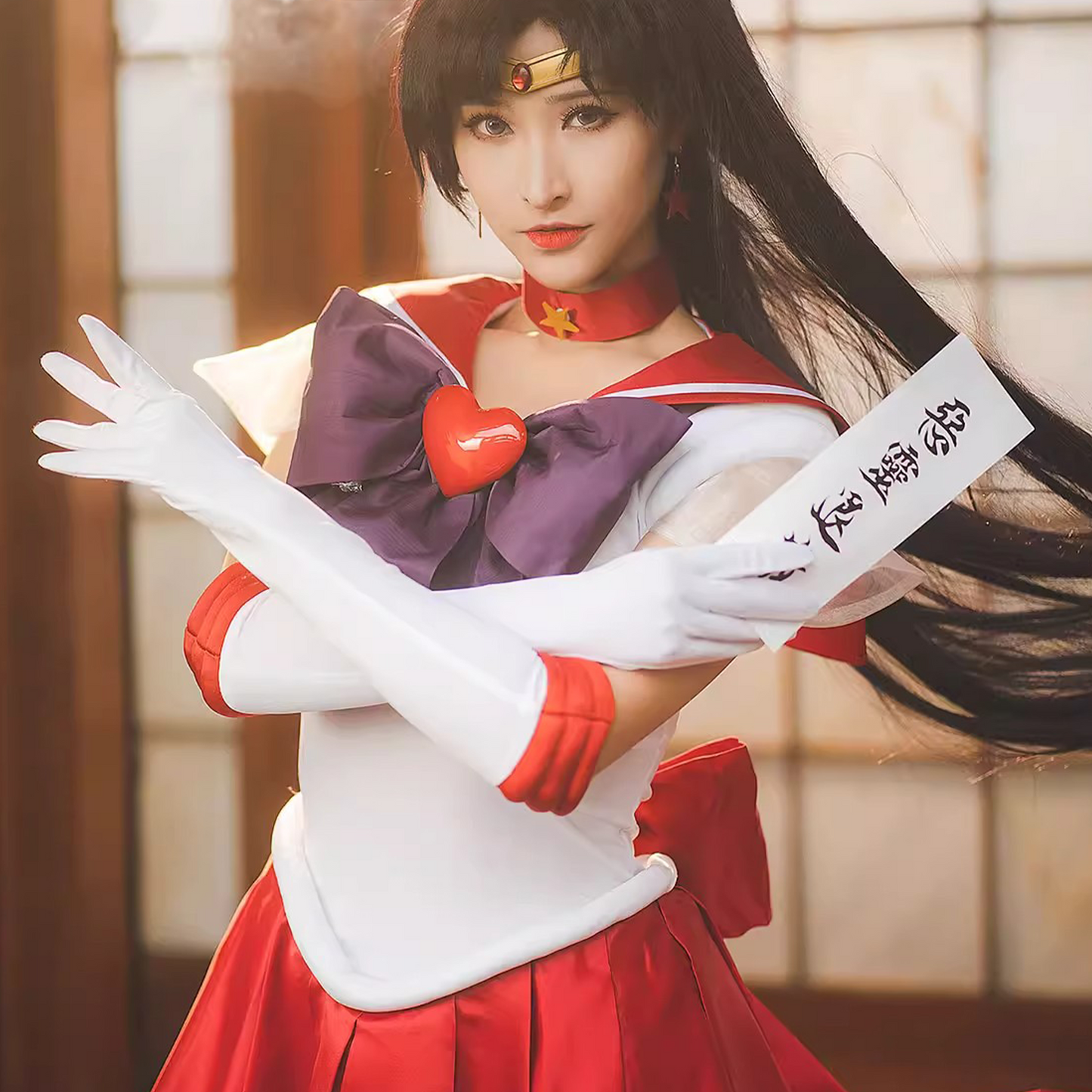 Sailor Moon Rei Hino Cosplay Costume Full Set – Mars Red Anime Dress SM003 party X party