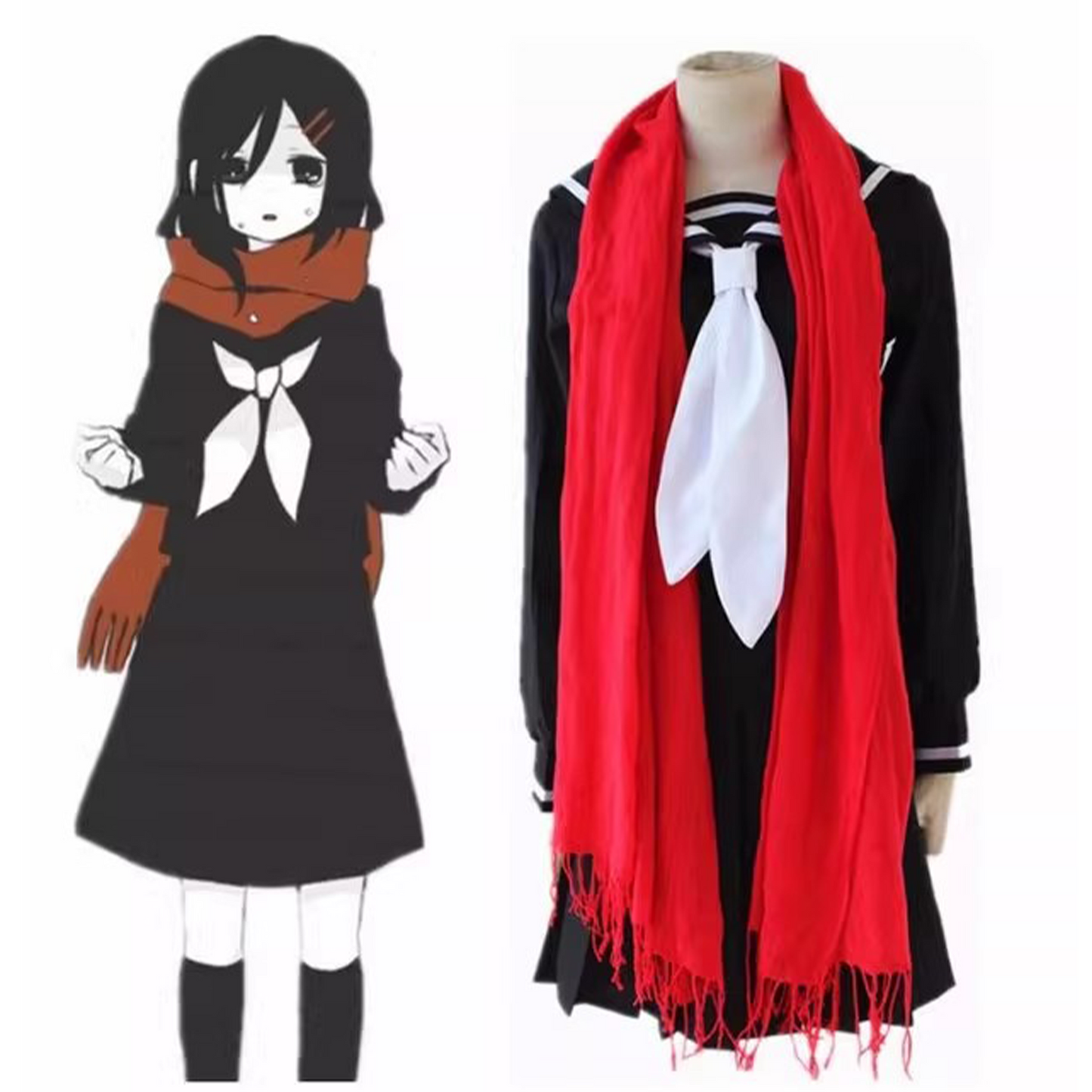 Kagerou Project Ayano Tateyama Costume | Red Sailor Suit Japanese School Uniform | Mekakushi Dan Women's Cosplay C036 party X party