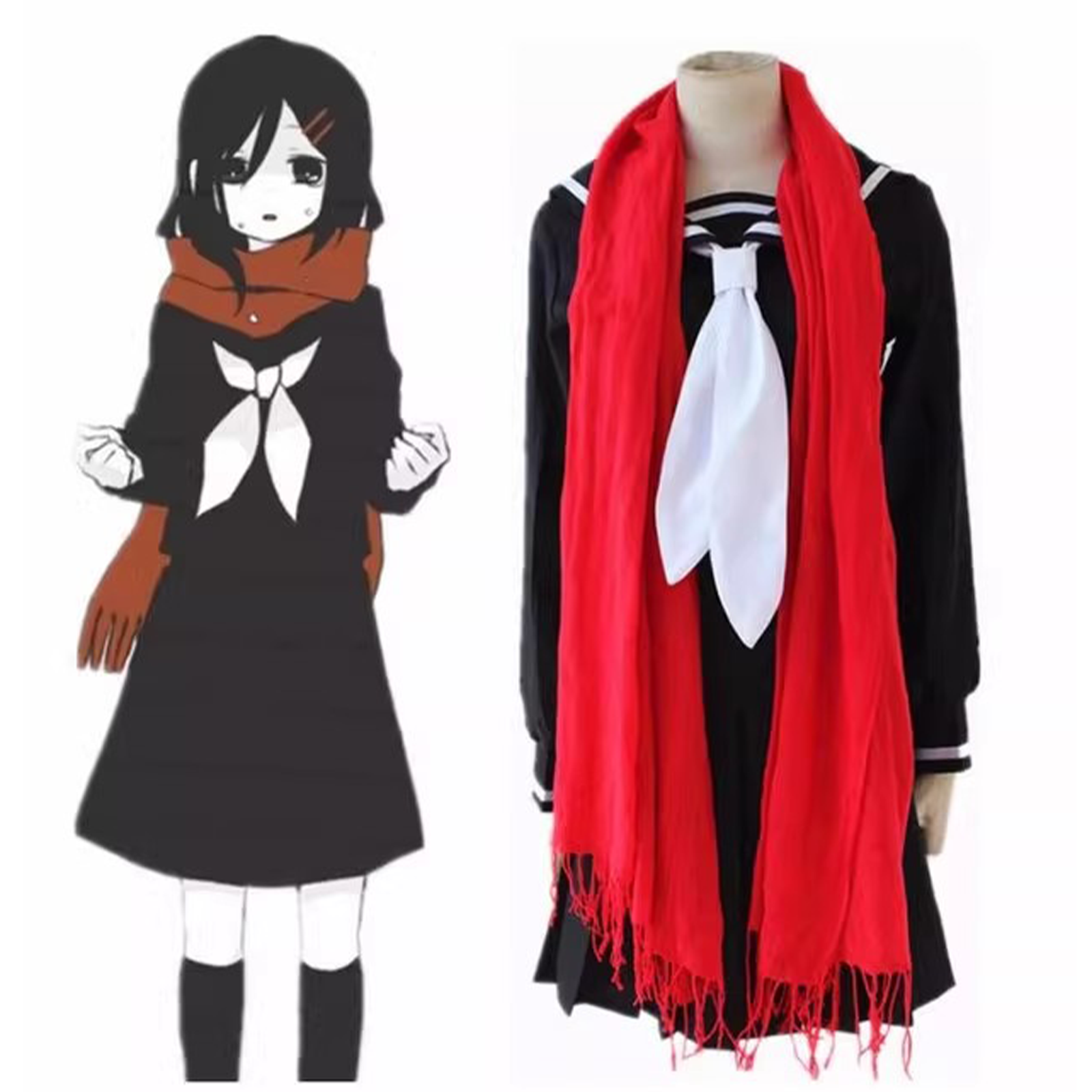 Kagerou Project Ayano Tateyama Costume | Red Sailor Suit Japanese School Uniform | Mekakushi Dan Women's Cosplay C036 party X party
